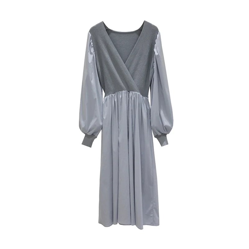 New women's dress in spring and autumn 2020 Korean French knitted stitched V-neck bubble sleeve temperament and leisure
New women's dress in spring and autumn 2020 Korean French knitted stitched V-neck bubble sleeve temperament and leisure