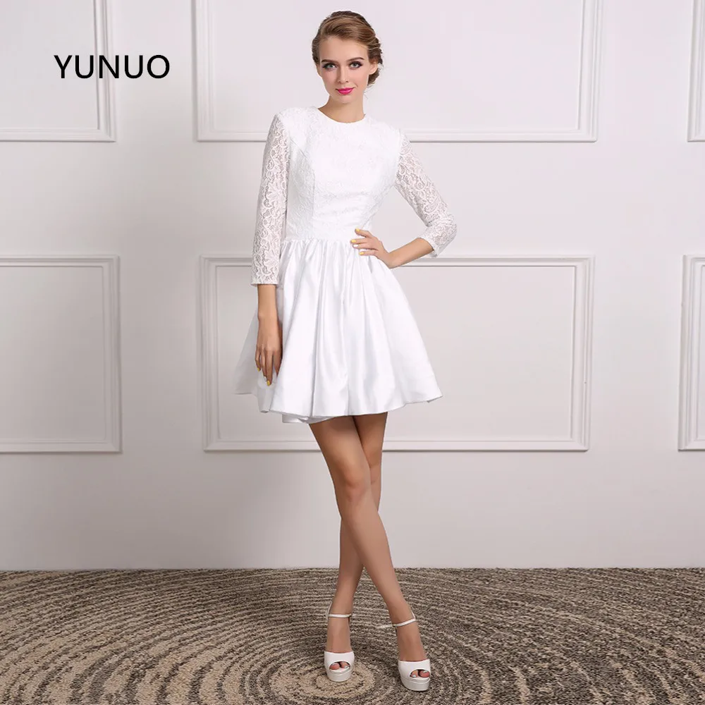 YUNUO White New Real Short Wedding Dresses 208 Custom Three Quarter Sleeves Vestido De Noiva Lace Satin Bridal Dress711305
YUNUO White New Real Short Wedding Dresses 208 Custom Three Quarter Sleeves Vestido De Noiva Lace Satin Bridal Dress711305