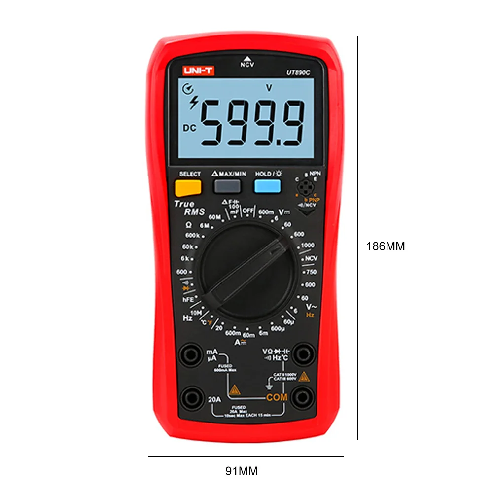 UNI-T Digital Multimeter Portable Resistance Capacitance AC DC Voltage AC Current Frequency Temperature Diode Tester
UNI-T Digital Multimeter Portable Resistance Capacitance AC DC Voltage AC Current Frequency Temperature Diode Tester