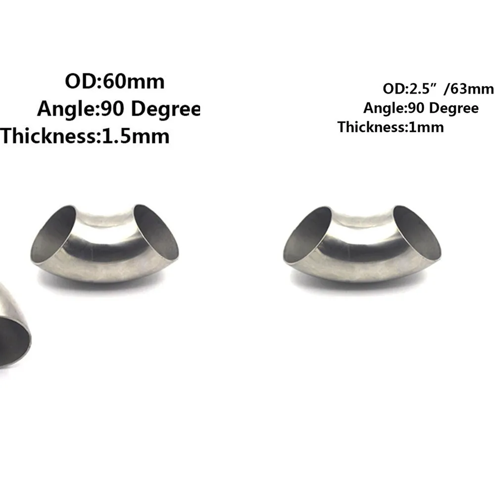 63/60mm Stainless Steel Car Exhaust 90° Bend Elbow Pipe Weldable Reducer Adapter 1.5/1mm Car Exhaust Pipe Elbow Fittings
63/60mm Stainless Steel Car Exhaust 90° Bend Elbow Pipe Weldable Reducer Adapter 1.5/1mm Car Exhaust Pipe Elbow Fittings