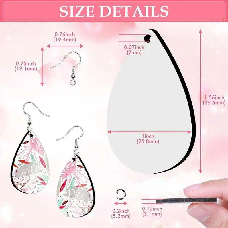 40 Pieces Minimalism Style Sublimation Earring Blank Unfinished Teardrop Drop Earrings MDF with Hooks for Jewelry Christmas DIY
40 Pieces Minimalism Style Sublimation Earring Blank Unfinished Teardrop Drop Earrings MDF with Hooks for Jewelry Christmas DIY