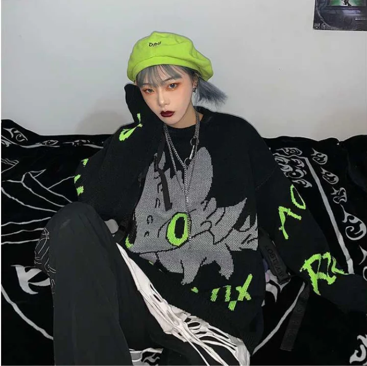 Sweatshirt hooded hip-hop anime monster dragon knit women's hooded pullover Harajuku fashion European beauty
Sweatshirt hooded hip-hop anime monster dragon knit women's hooded pullover Harajuku fashion European beauty
