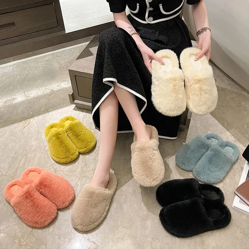 Faux Fur House Slippers Fluffy Women's Slippers Comfortable Furry Flat-bottom Slippers Women's Cute Slippers Indoor Flip-flops
Faux Fur House Slippers Fluffy Women's Slippers Comfortable Furry Flat-bottom Slippers Women's Cute Slippers Indoor Flip-flops