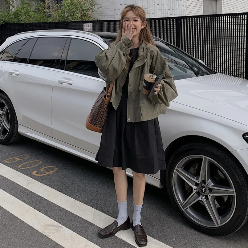 Overalls Women's Spring and Autumn 2021 New Korean Style Casual Loose Retro Versatile Spring Jacket Top Ins Fashion
Overalls Women's Spring and Autumn 2021 New Korean Style Casual Loose Retro Versatile Spring Jacket Top Ins Fashion