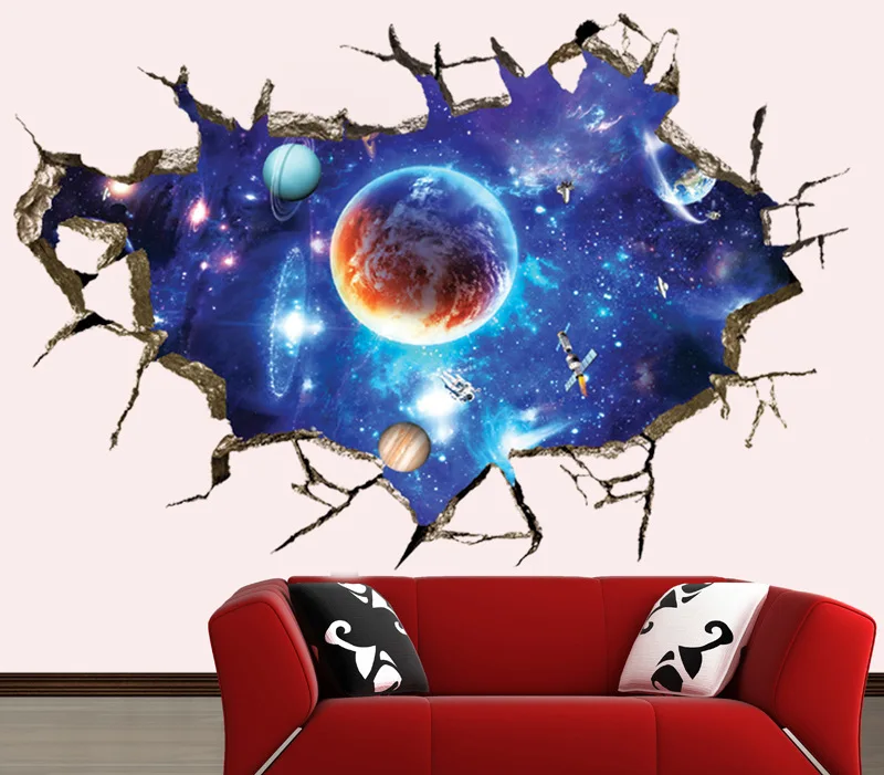 3D broken wall space star wall sticker bedroom living room ceiling decoration PVC removable
3D broken wall space star wall sticker bedroom living room ceiling decoration PVC removable