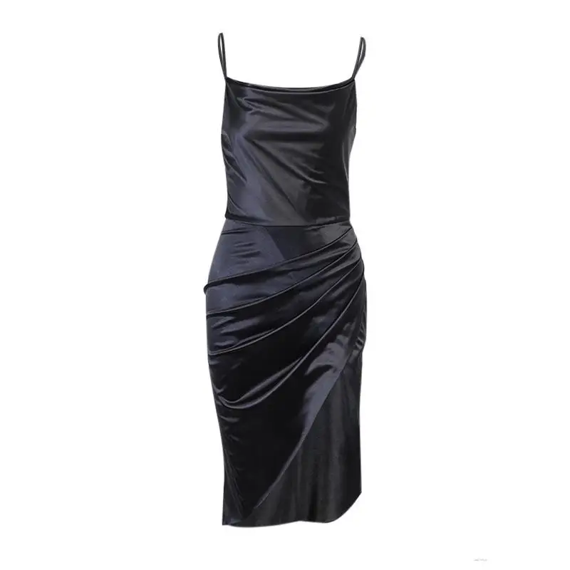 Summer Dress Real Silk Satin Sexy Women Clothes Sleeveless Sling Backless Knee-Length Skirt Dresses Solid Party Dress Vestidos
Summer Dress Real Silk Satin Sexy Women Clothes Sleeveless Sling Backless Knee-Length Skirt Dresses Solid Party Dress Vestidos