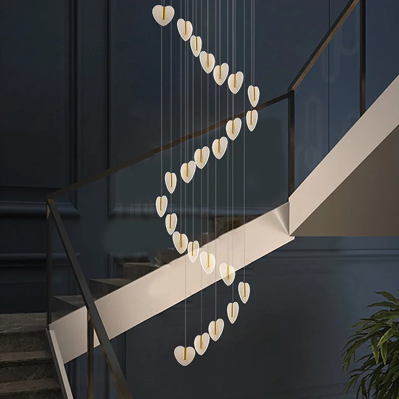 Nordic crystal LED chandelier restaurant hall spiral staircase interior golden lighting luxury heart-shaped chandelier decoratio
Nordic crystal LED chandelier restaurant hall spiral staircase interior golden lighting luxury heart-shaped chandelier decoratio