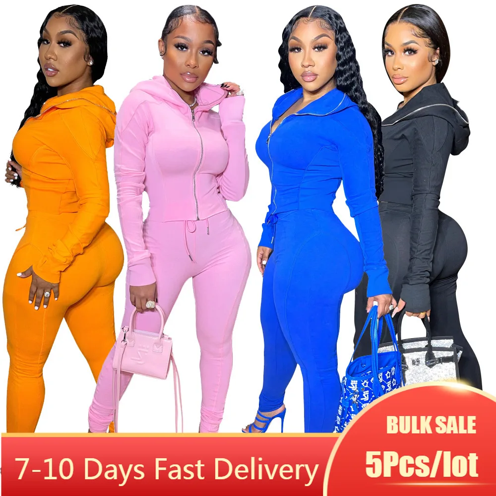 5PCS Wholesale Item Two Piece Outfits Women Sportsuits Long Sleeve Zipper Coat Drawstring Pants Joggers Hoodie Matching Sets
5PCS Wholesale Item Two Piece Outfits Women Sportsuits Long Sleeve Zipper Coat Drawstring Pants Joggers Hoodie Matching Sets