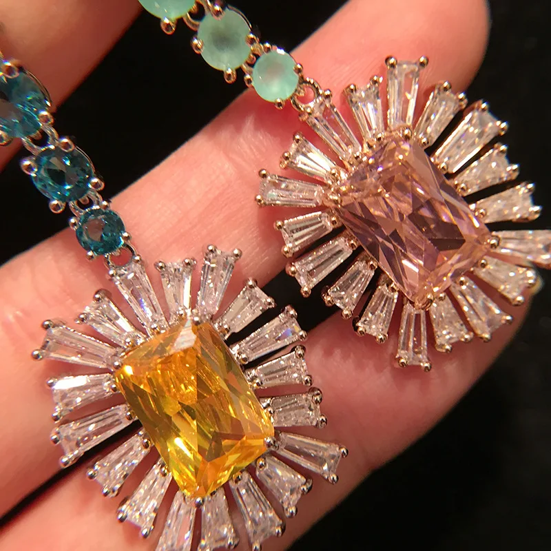 Dazz Luxury Flower Multicolor Drop Earrings Fashion Cubic Zircon Wedding Engagement Female Party Indian Bride Earring Gifts 2019
Dazz Luxury Flower Multicolor Drop Earrings Fashion Cubic Zircon Wedding Engagement Female Party Indian Bride Earring Gifts 2019
