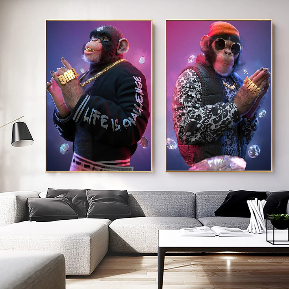 2 Wise Monkeys Swag Gold Wealth Thug Animal Posters and Prints Fashion HD For Living Room Wall Art Canvas Painting Decor Cuadros
2 Wise Monkeys Swag Gold Wealth Thug Animal Posters and Prints Fashion HD For Living Room Wall Art Canvas Painting Decor Cuadros