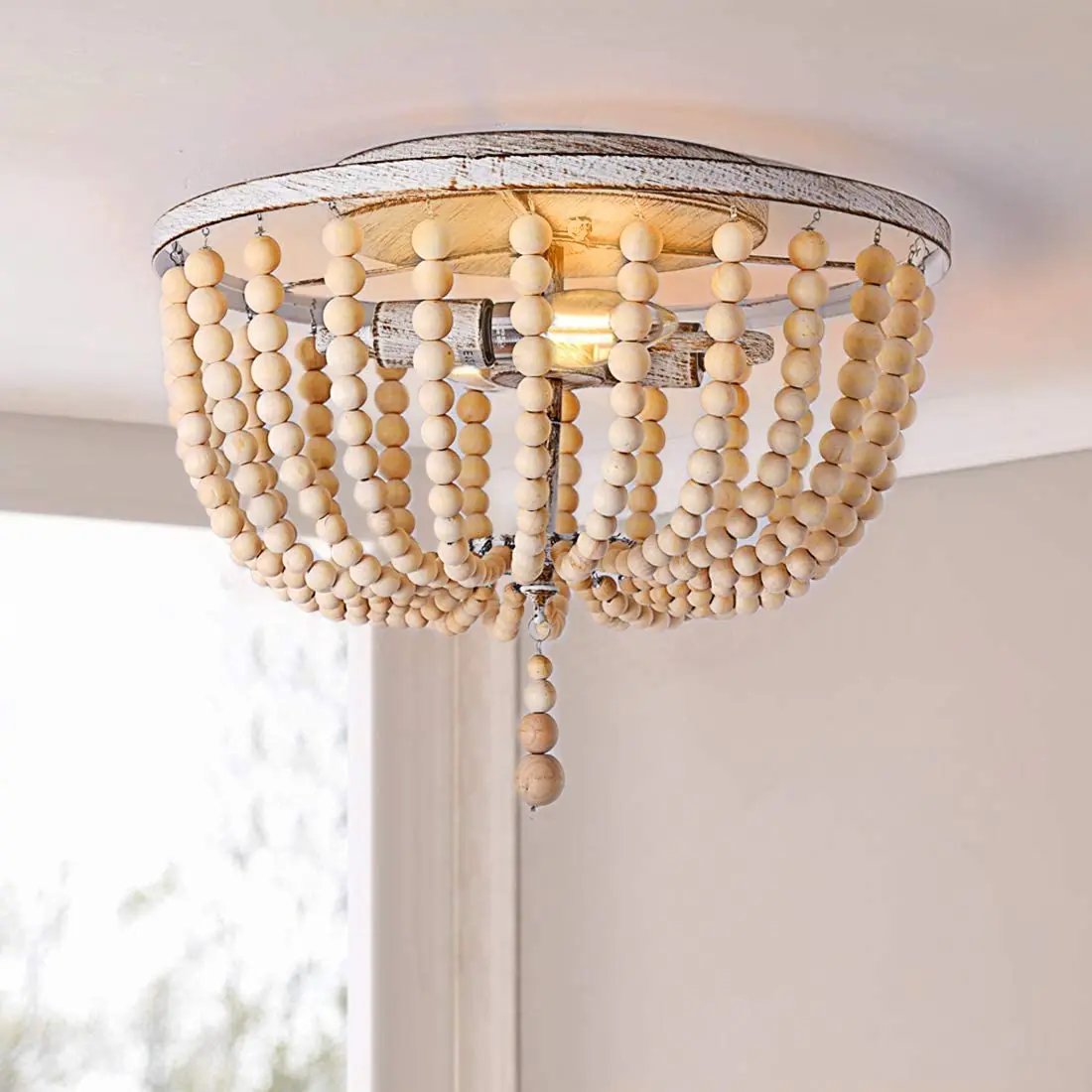 Flush Mount Ceiling Light, 2 Lights Wood Beaded Chandelier,Farmhouse Lighting Fixtures,Hand Painted Oak Wood Finish,for Entryway
Flush Mount Ceiling Light, 2 Lights Wood Beaded Chandelier,Farmhouse Lighting Fixtures,Hand Painted Oak Wood Finish,for Entryway