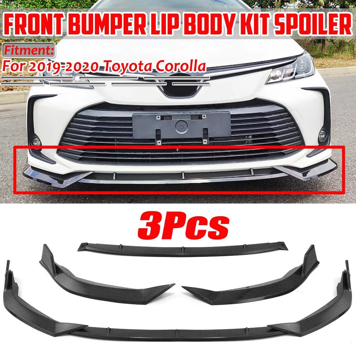 3 Piece Carbon Fiber Look/Black Car Front Bumper Splitter Lip Diffuser Spoiler Cover Deflector Lips For Toyota Corolla 2019-2020
3 Piece Carbon Fiber Look/Black Car Front Bumper Splitter Lip Diffuser Spoiler Cover Deflector Lips For Toyota Corolla 2019-2020