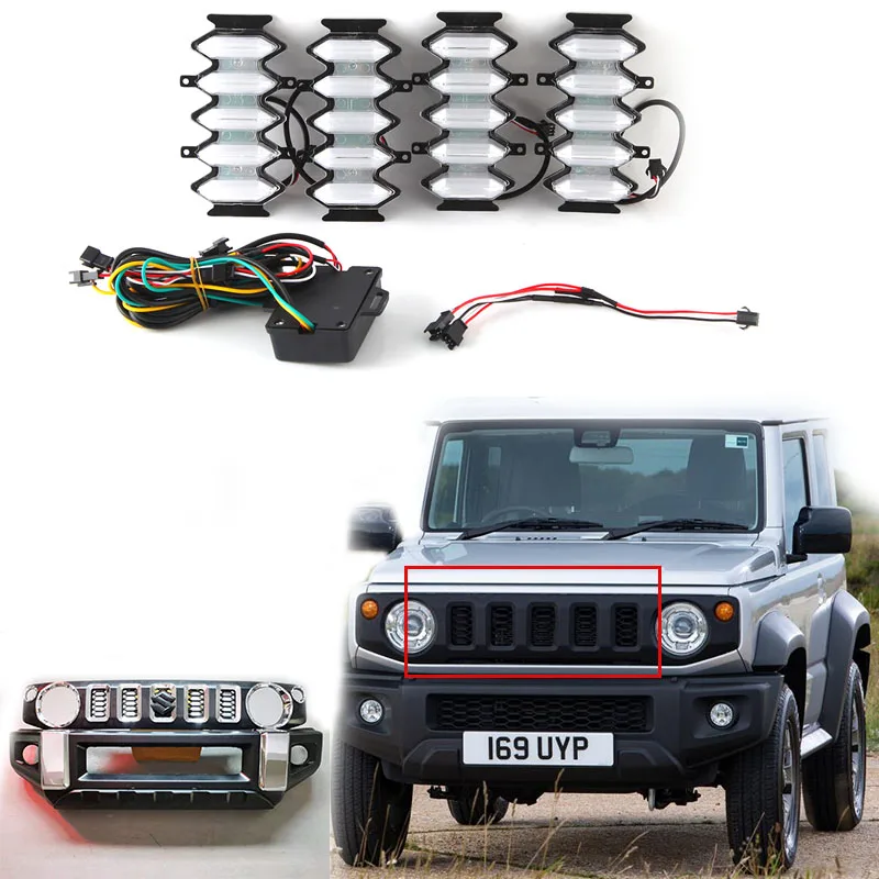 Top!-4Pcs Front Grille Upgrade LED Lamps White & Amber Light Rhombus Decorative Lights for Suzuki-Jimny JB64 JB74 2019 2020
Top!-4Pcs Front Grille Upgrade LED Lamps White & Amber Light Rhombus Decorative Lights for Suzuki-Jimny JB64 JB74 2019 2020