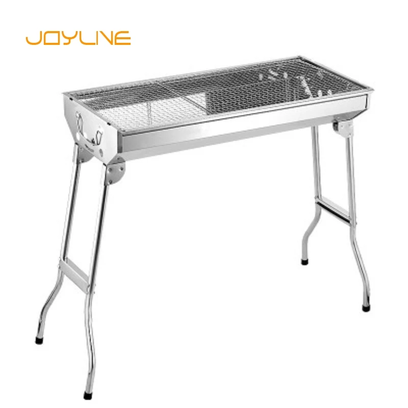 

JOYLIVE Outdoor Stainless Steel Charcoal Grill Portable Barbecue Tool Folding Free Installation Handle BBQ Cooking Grid Park