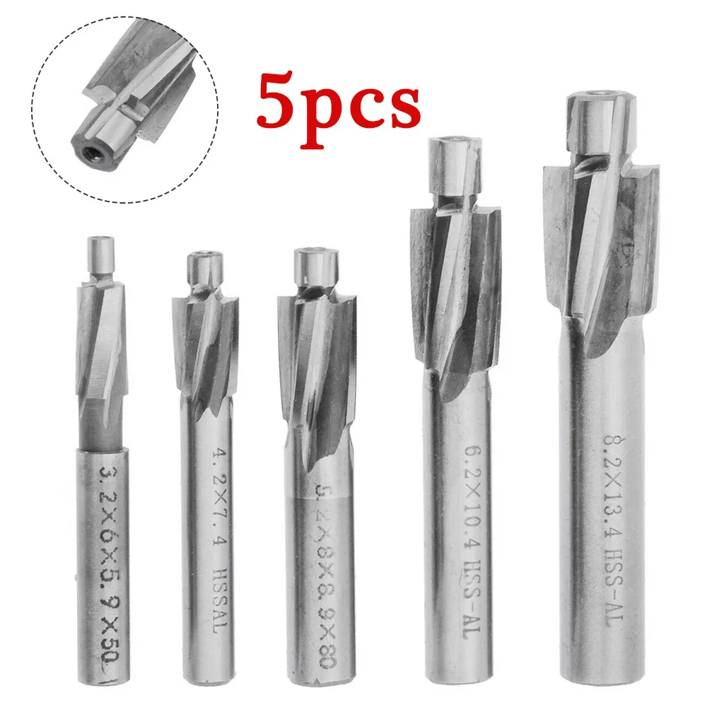 5pcs 4 Flute Countersink HSS-AL End Mill Cutter Pilot Slot Drill Bits Tool M3-M8 High-speed Cutting With High Toughness
5pcs 4 Flute Countersink HSS-AL End Mill Cutter Pilot Slot Drill Bits Tool M3-M8 High-speed Cutting With High Toughness
