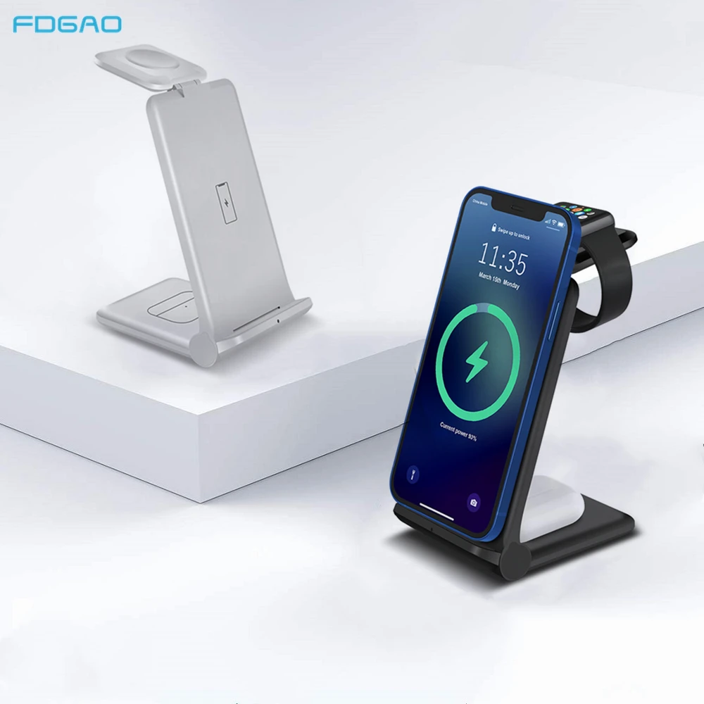 15W Fast Charge Stand 3 In 1 Qi Wireless Charger Dock Station For iPhone 12 11 XS XR X 8 Apple Watch 6 5 4 3 Airpods Pro iWatch 
15W Fast Charge Stand 3 In 1 Qi Wireless Charger Dock Station For iPhone 12 11 XS XR X 8 Apple Watch 6 5 4 3 Airpods Pro iWatch
