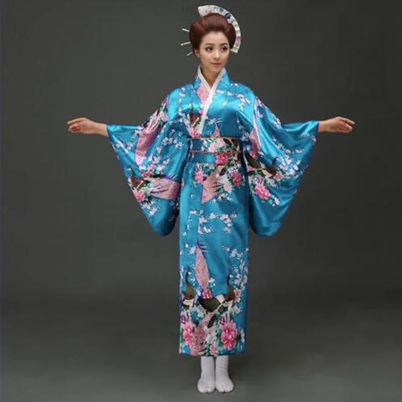 Lake Blue peafowl Japanese Kimono Women's Polyester Satin Kimono Yukata Evening Dress Haori Kimono With Obi One Size
Lake Blue peafowl Japanese Kimono Women's Polyester Satin Kimono Yukata Evening Dress Haori Kimono With Obi One Size