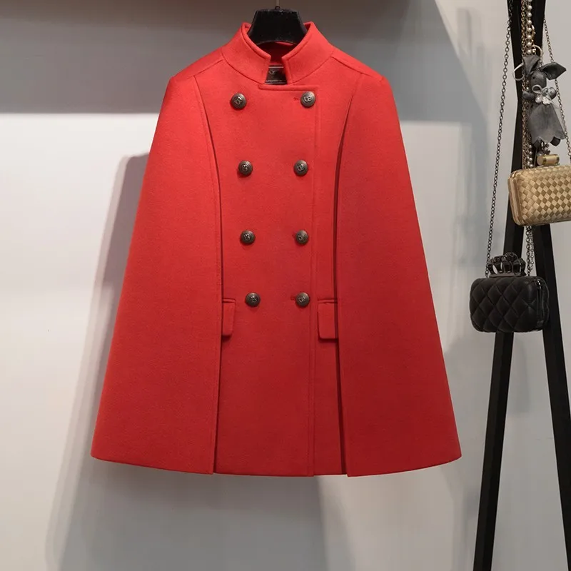 New Winter Women Double Breasted Cape Woolen Blends Elegant Ladies Coat Stand Collar Cloak Outwear Coats Vintage Overcoat
New Winter Women Double Breasted Cape Woolen Blends Elegant Ladies Coat Stand Collar Cloak Outwear Coats Vintage Overcoat