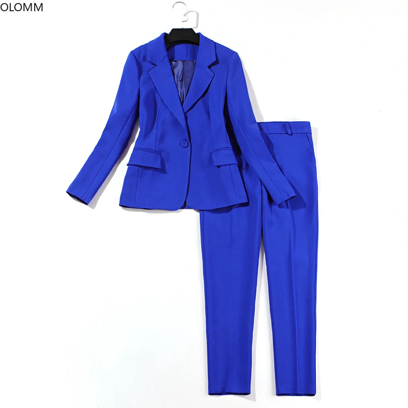Suit Female 2019 Spring New Women's Solid Color Self-cultivation Professional Blue Suit Jacket Fashion Pants Interview Set
Suit Female 2019 Spring New Women's Solid Color Self-cultivation Professional Blue Suit Jacket Fashion Pants Interview Set