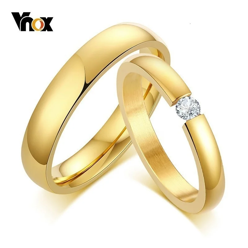 Vnox Classic Couple Rings for Women Men Gold Color Stainless Steel Anti Allergy Solitaire Wedding Bands Anniversary Rings
Vnox Classic Couple Rings for Women Men Gold Color Stainless Steel Anti Allergy Solitaire Wedding Bands Anniversary Rings