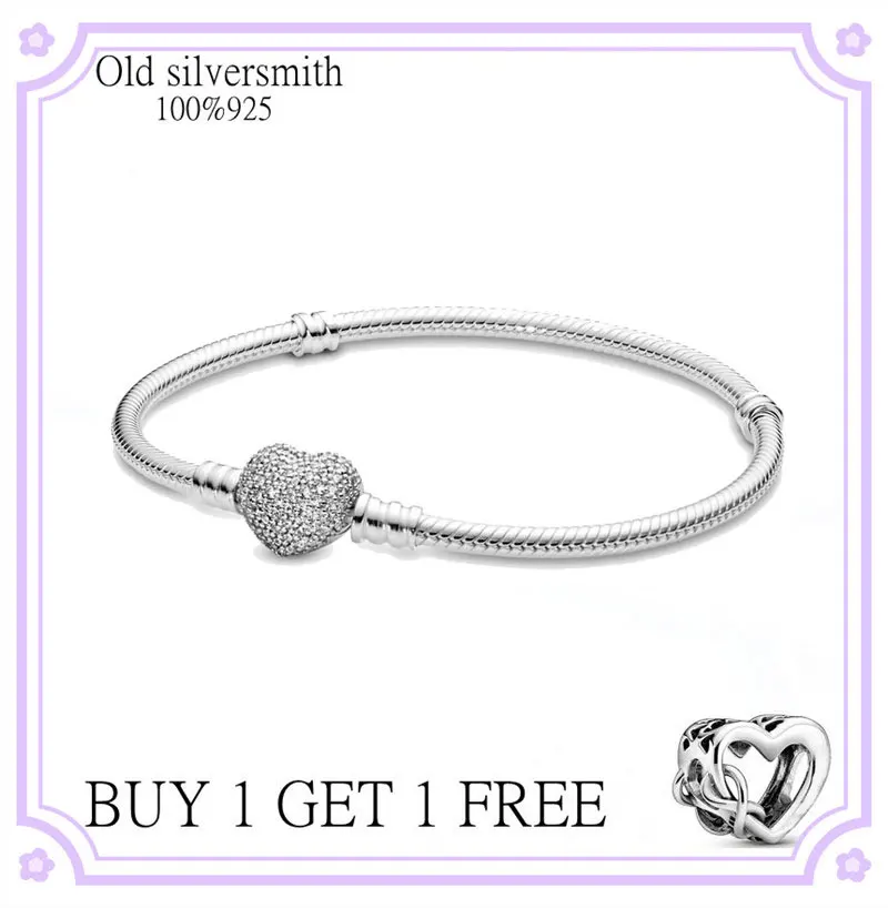 Hot Sale Real 100% 925 Sterling Silver pan bracelet Love heart crystal bracelet For Women Fit Original DIY Charm Jewelry
Hot Sale Real 100% 925 Sterling Silver pan bracelet Love heart crystal bracelet For Women Fit Original DIY Charm Jewelry