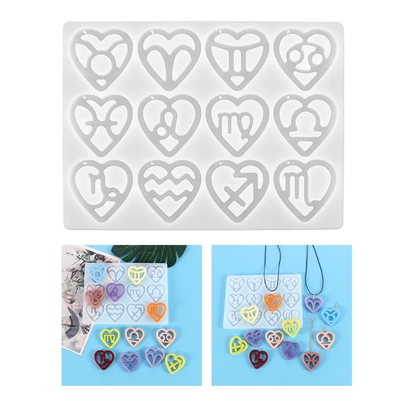 12 Constellation Pendants Crystal Epoxy Resin Mold Love Heart Earrings Keychain Silicone Mould DIY Crafts Jewelry Mold
12 Constellation Pendants Crystal Epoxy Resin Mold Love Heart Earrings Keychain Silicone Mould DIY Crafts Jewelry Mold