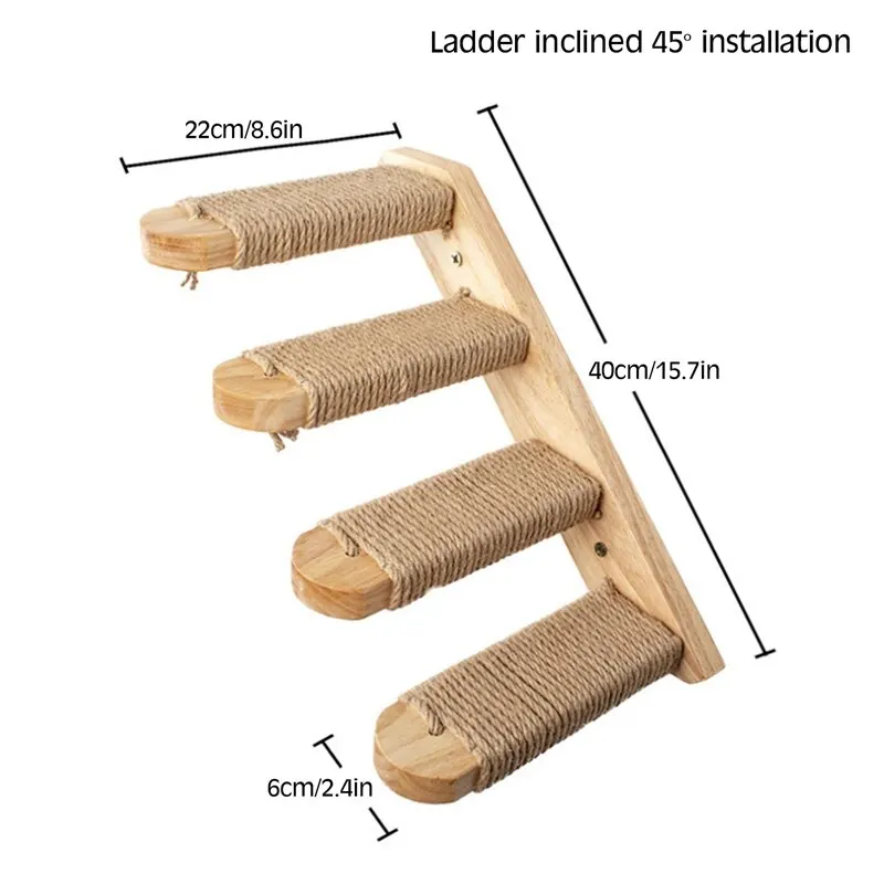 Natural Wooden Cat Climbing Shelf Stairs Wall Mounted Four Step Cat Stairway with Jute Scratch for Cats Perch Platform Supplies
Natural Wooden Cat Climbing Shelf Stairs Wall Mounted Four Step Cat Stairway with Jute Scratch for Cats Perch Platform Supplies