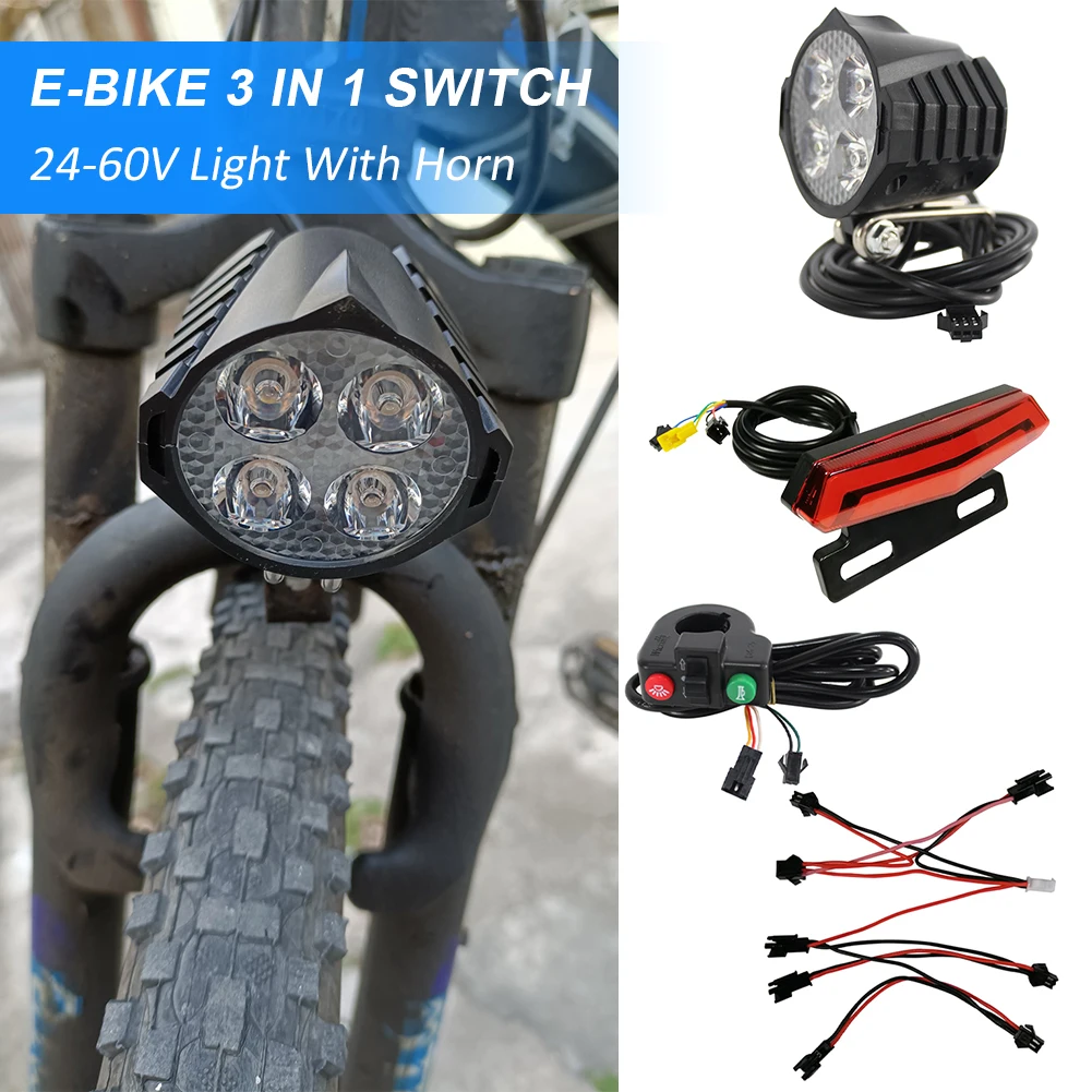 Electric Bike Headlight And Tail Light Sets Ebike Bicycle 24/36/48V/60V Front Rear Warning Lights LED Night Spotlight Headlamp
Electric Bike Headlight And Tail Light Sets Ebike Bicycle 24/36/48V/60V Front Rear Warning Lights LED Night Spotlight Headlamp