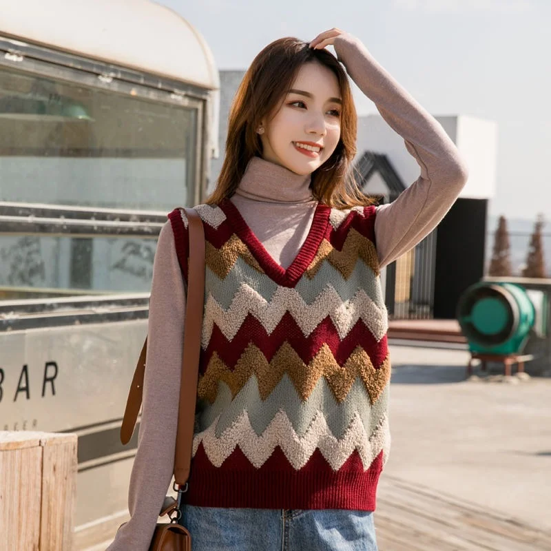 Sweater Vest Women Argyle Hit Color Japanese-style Sleeveless V-neck All-match Loose Casual Soft Lovely Knitted Waistcoat L361
Sweater Vest Women Argyle Hit Color Japanese-style Sleeveless V-neck All-match Loose Casual Soft Lovely Knitted Waistcoat L361