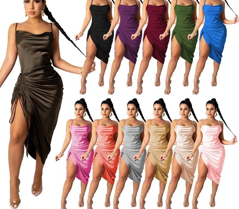 Summer Fashion Sexy Spaghetti Strap Dresses For Women Club Dresses Sheath Party Night Slit Midi Dress
Summer Fashion Sexy Spaghetti Strap Dresses For Women Club Dresses Sheath Party Night Slit Midi Dress