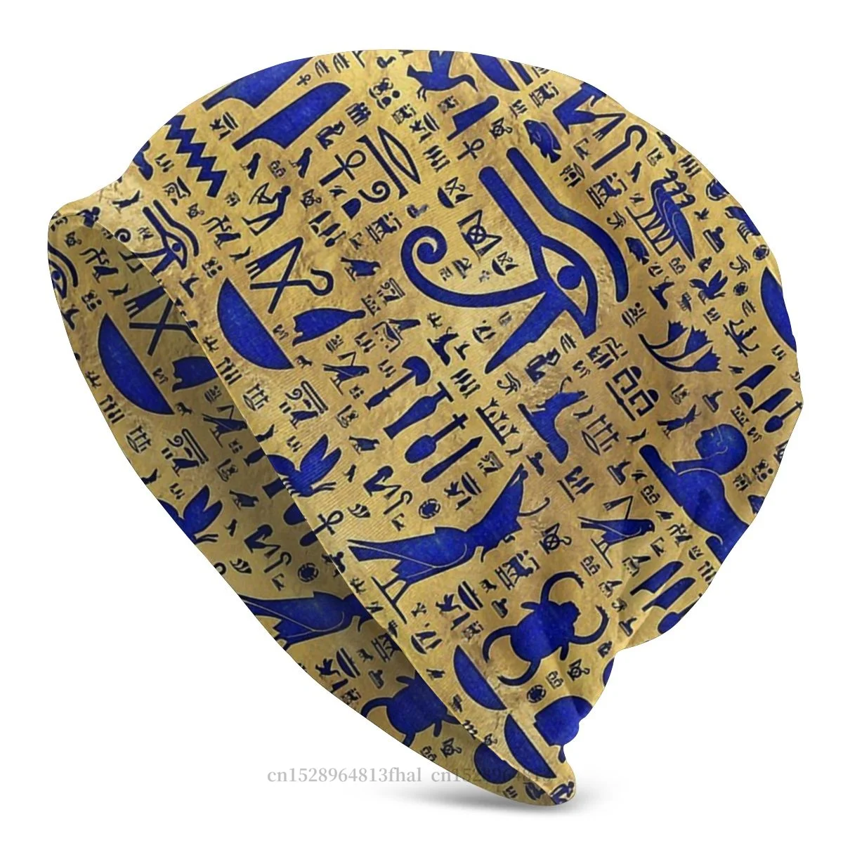 

Bonnet Hats Ancient Egypt Egyptian Men Women's Knitting Hat Hieroglyphic Lapis Lazuli And Gold Winter Warm Cap Design Caps