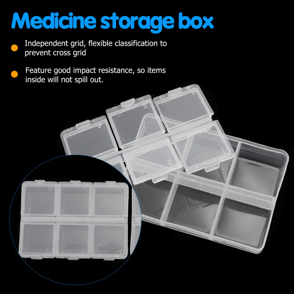 6 Pcs Pill Boxes Portable Medicine Boxes Sundry Boxes with Braille (Transparent) 
6 Pcs Pill Boxes Portable Medicine Boxes Sundry Boxes with Braille (Transparent)
