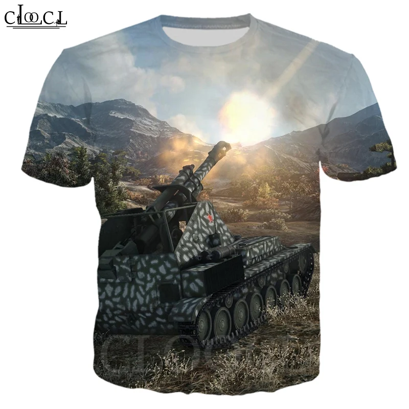 Популярная летняя модная футболка CLOOCL в стиле игры World Of Tanks 2021 с 3D принтом хип хоп