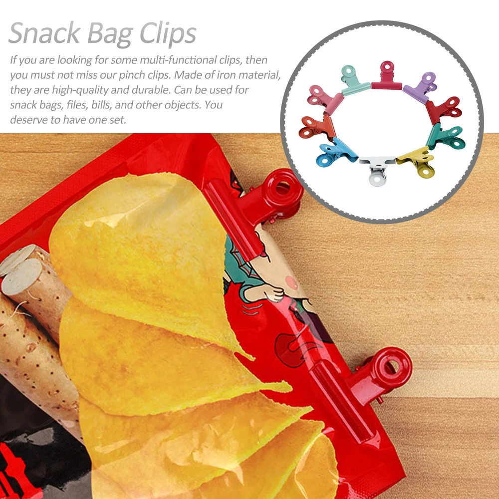 10Pcs Snack Bag Clips Pinch Clamps Clothespins with Holes Food Sealing Clips 
10Pcs Snack Bag Clips Pinch Clamps Clothespins with Holes Food Sealing Clips