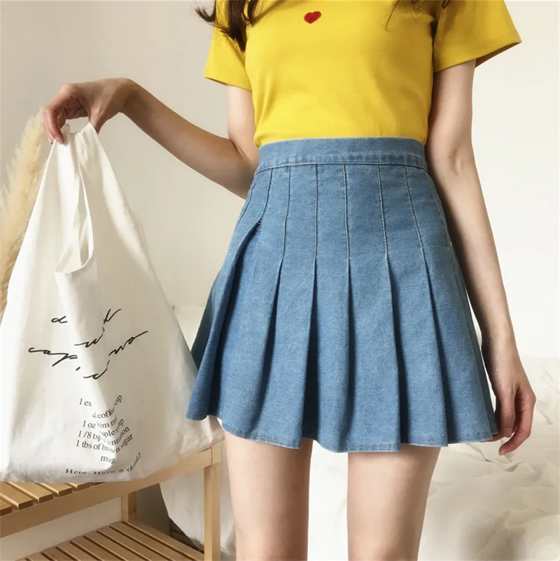 Imcute Denim Mini Skirt For Women High Waist Pleated Skirt Elegant Ladies Fashion Streetwear Party Club Girl Clothes
Imcute Denim Mini Skirt For Women High Waist Pleated Skirt Elegant Ladies Fashion Streetwear Party Club Girl Clothes