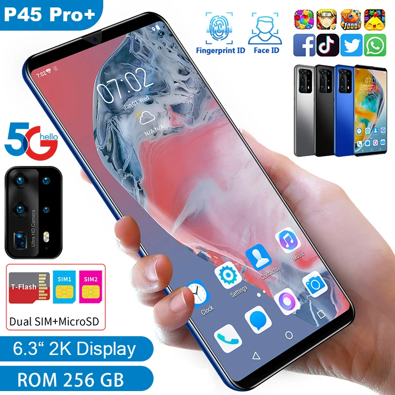 P45Pro+ 6.3 Inch 5G Network 128/256GB Android Phone Cell Phone 4800mAh Dual Camera Large Screen Smartphone MT6875 Andriod 10
P45Pro+ 6.3 Inch 5G Network 128/256GB Android Phone Cell Phone 4800mAh Dual Camera Large Screen Smartphone MT6875 Andriod 10