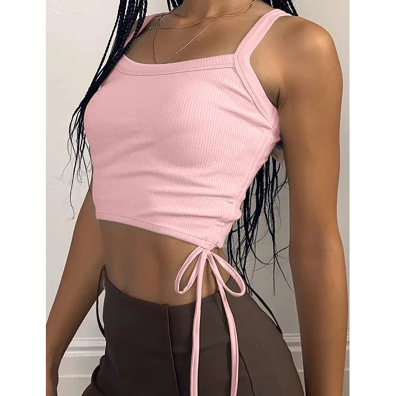 Simple Summer Female Tankk Tops 2021 New Side Drawstring Women's Vest Solid Color Bandage Female Fashion Crop Tops
Simple Summer Female Tankk Tops 2021 New Side Drawstring Women's Vest Solid Color Bandage Female Fashion Crop Tops