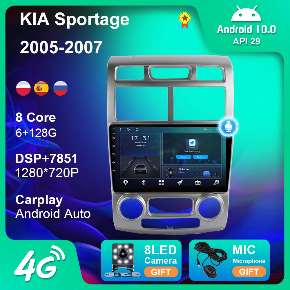 6+128G For KIA Sportage 2005 2006 2007 Android 10 Car Radio GPS Navigation 4G WIFI BT Carplay USB Android Auto DSP No DVD Player
6+128G For KIA Sportage 2005 2006 2007 Android 10 Car Radio GPS Navigation 4G WIFI BT Carplay USB Android Auto DSP No DVD Player