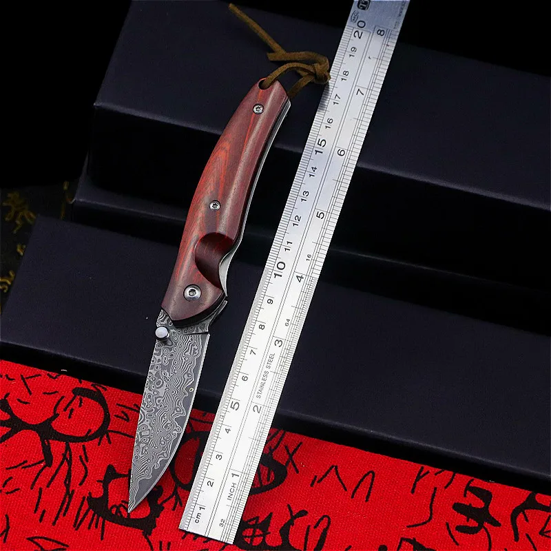 Damascus Rosewood folding knife high hardness tactical Folding Knife Sharp edge pocket knife outdoor folding knife hunting knife
Damascus Rosewood folding knife high hardness tactical Folding Knife Sharp edge pocket knife outdoor folding knife hunting knife