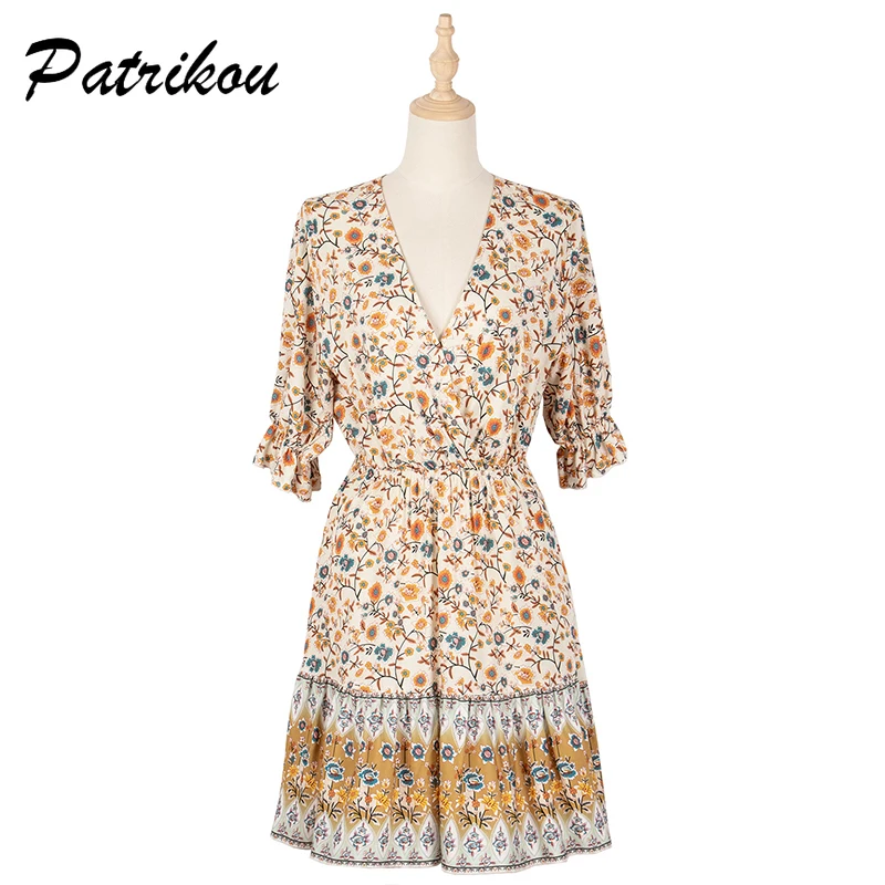 Summer Bohemia A-Line Dress Women Polyester Half Butterfly Sleeve Clothing V-neck Casual Knee-Length Dresses Female Fashion Robe
Summer Bohemia A-Line Dress Women Polyester Half Butterfly Sleeve Clothing V-neck Casual Knee-Length Dresses Female Fashion Robe
