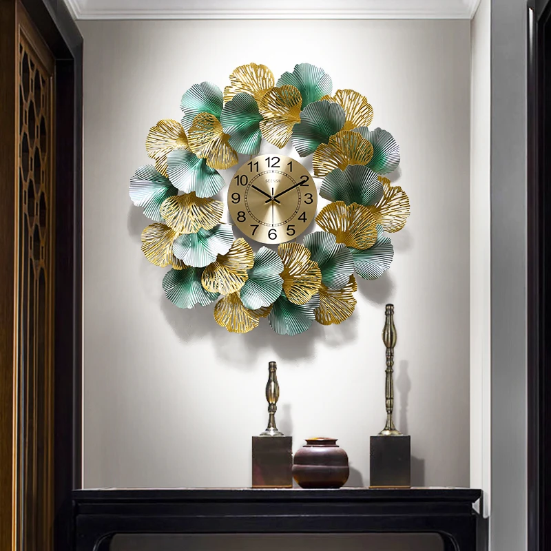 New Chinese Wrought Iron Ginkgo Leaf Luxury Wall Decorative Clock Wall Hanging Crafts Home Livingroom Club Wall Mural Decoration
New Chinese Wrought Iron Ginkgo Leaf Luxury Wall Decorative Clock Wall Hanging Crafts Home Livingroom Club Wall Mural Decoration