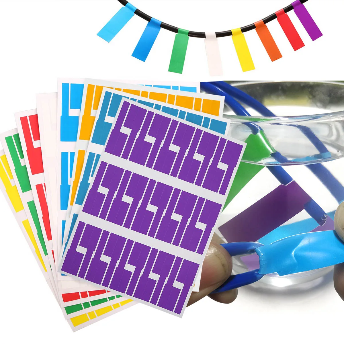300pcs/sheet Cable Labels Sticker Colorful Waterproof Identification Tags Tear Resistant Wire Identification Labels
300pcs/sheet Cable Labels Sticker Colorful Waterproof Identification Tags Tear Resistant Wire Identification Labels