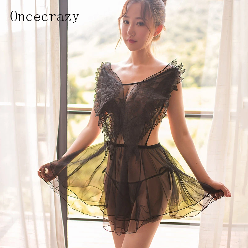 Sexy lingerie mesh perspective naked back cross straps goddess angel wings sexy pajamas nightdress Erotic Lingerie Transparent
Sexy lingerie mesh perspective naked back cross straps goddess angel wings sexy pajamas nightdress Erotic Lingerie Transparent