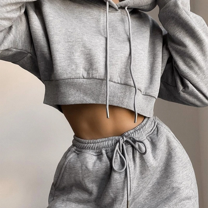 Women Solid Tracksuit Outfit Long Sleeve Cropped Hoodies Drawstring Jogger Pants X7YA
Women Solid Tracksuit Outfit Long Sleeve Cropped Hoodies Drawstring Jogger Pants X7YA