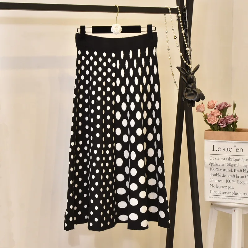 Sherhure 2020 High Waist Knitting A-Line Long Black Stretch Dots Print Women Winter Skirt Faldas Jupe Femme Saia
Sherhure 2020 High Waist Knitting A-Line Long Black Stretch Dots Print Women Winter Skirt Faldas Jupe Femme Saia