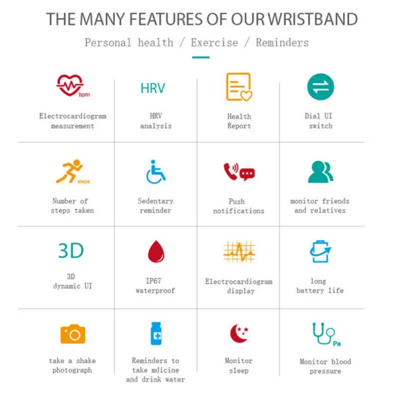 Smart Bracelet Color Screen Heart Rate Blood Pressure Monitoring Sports Fitness Watch For IOS / Android
Smart Bracelet Color Screen Heart Rate Blood Pressure Monitoring Sports Fitness Watch For IOS / Android