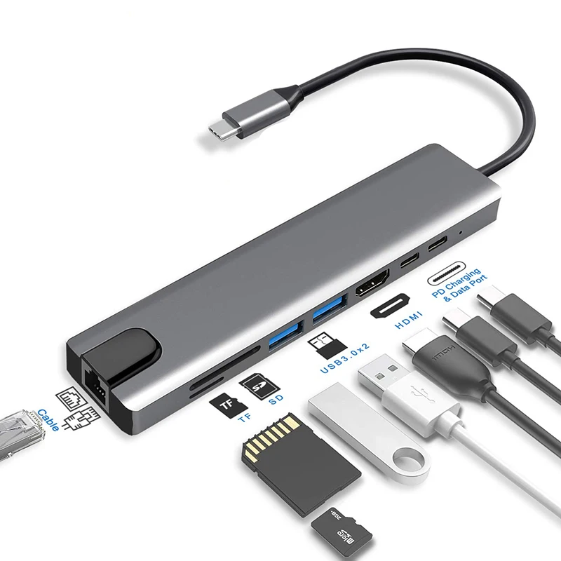 Usb type c hub 8 в 1 usb-хаб многофункциональный адаптер для MacBook Pro и type C Windows ноутбуки
Usb type c hub 8 в 1 usb-хаб многофункциональный адаптер для MacBook Pro и type C Windows ноутбуки