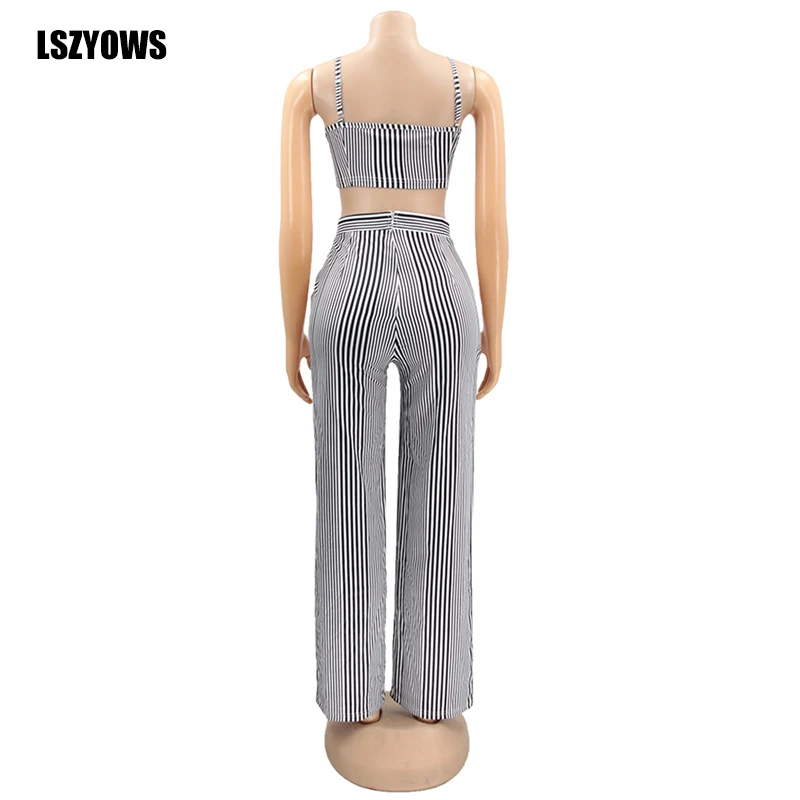 Striped Print 2 Pieces Set Summer Spaghetti Straps Crop Top Straight Pants Women Suits Fashion Sexy Club Party Two Piece Outfits
Striped Print 2 Pieces Set Summer Spaghetti Straps Crop Top Straight Pants Women Suits Fashion Sexy Club Party Two Piece Outfits