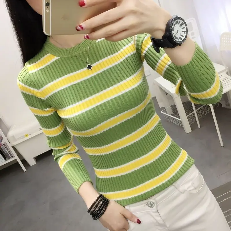 Vintage Stripe Sweaters Women Casual O Neck Pullovers Soft Primer Shirt Long Sleeve Korean Fashion Slim-fit Top Sweater
Vintage Stripe Sweaters Women Casual O Neck Pullovers Soft Primer Shirt Long Sleeve Korean Fashion Slim-fit Top Sweater