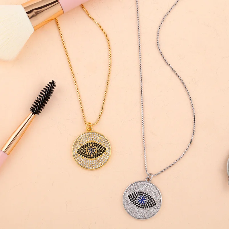 2 Colors White Zirconia Round Turkish Blue Evil Eye Charms Necklace For Women Jewelry Gold Plated CZ Pendant Sweater Chain Gifts
2 Colors White Zirconia Round Turkish Blue Evil Eye Charms Necklace For Women Jewelry Gold Plated CZ Pendant Sweater Chain Gifts